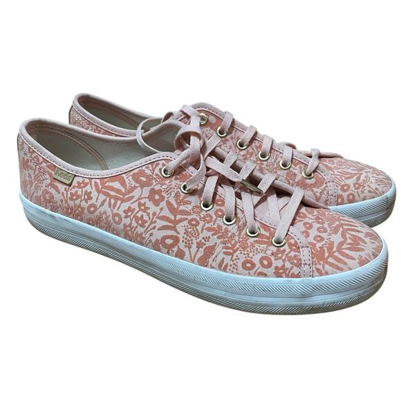 KEDS X‎ Rifle Paper Co. Women's 9 Kickstart Tapestry Tex In Peach Pink Floral - Picture 1 of 8